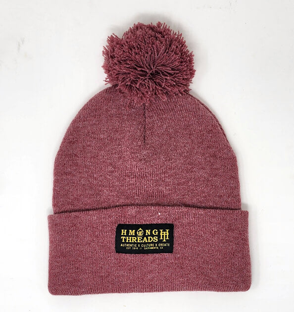 HMONG THREADS HT POM BEANIE - HEATHER CARDINAL