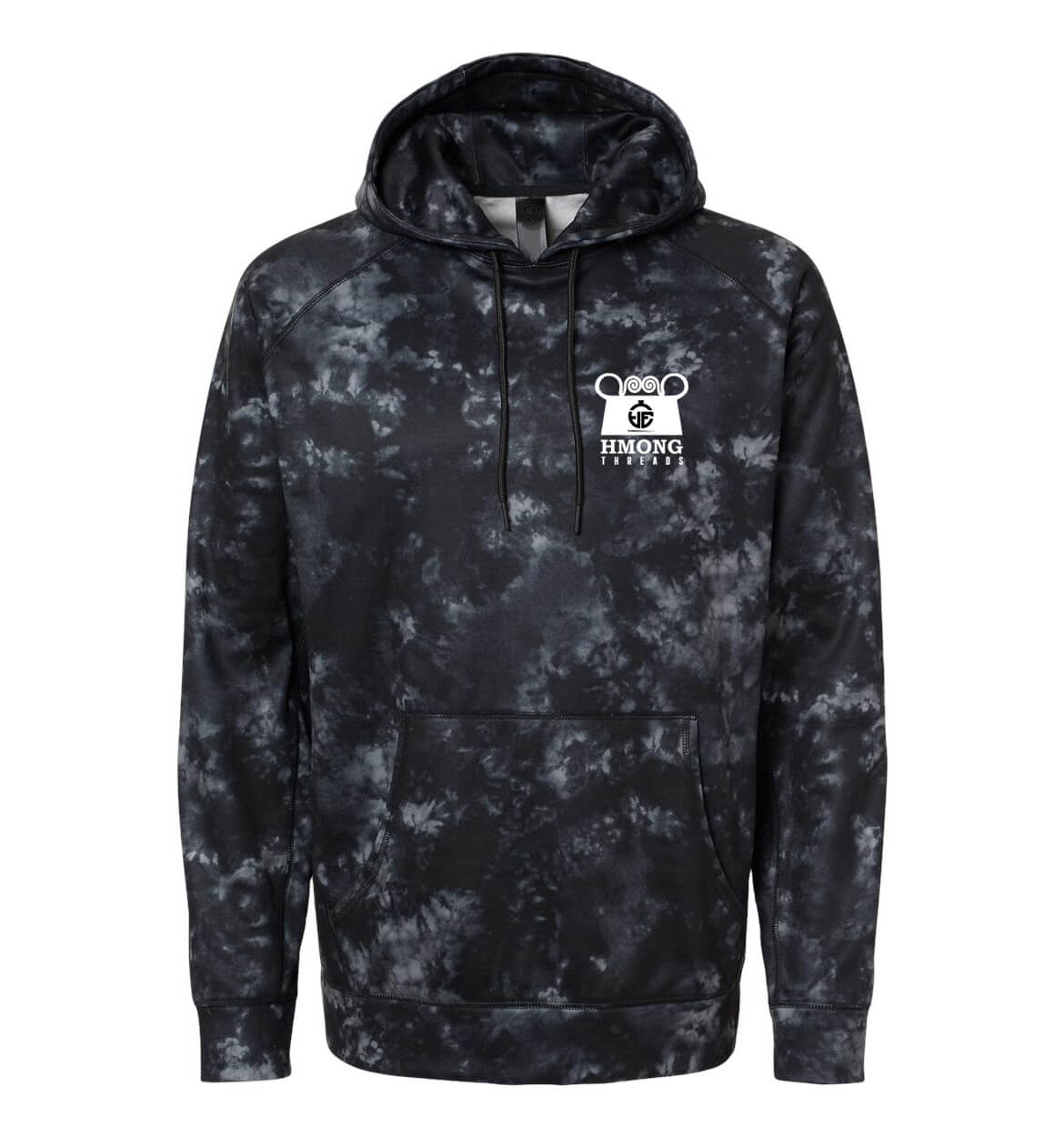 Hmong Plate Chest Performance Hoodie - Black Tie-Dye