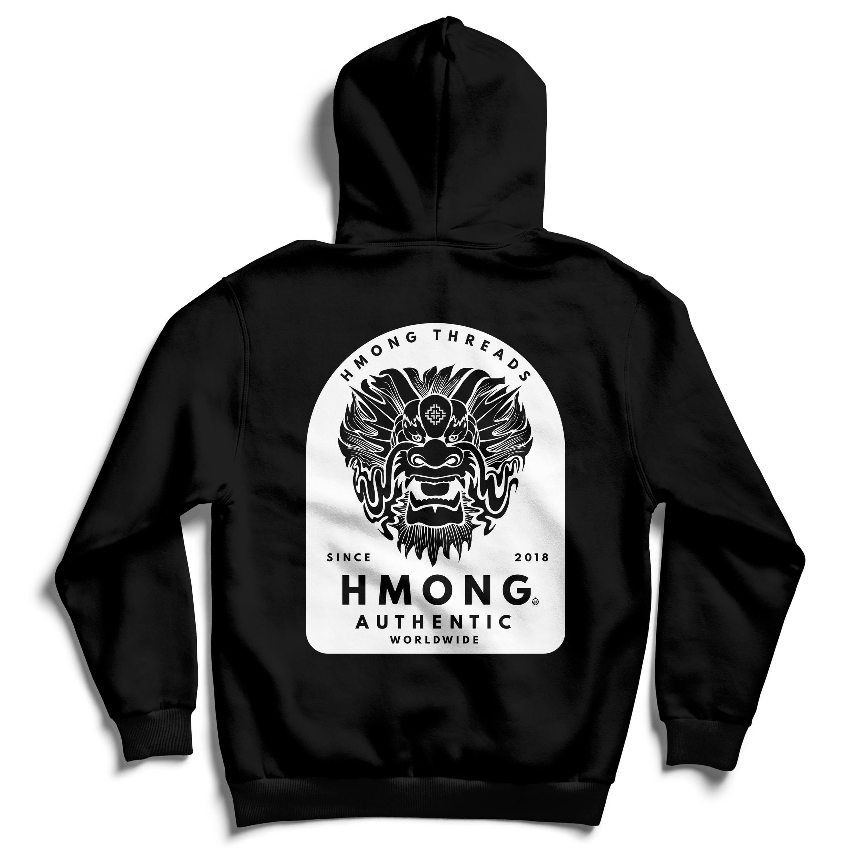 HMONG THREADS DRAGON AUTHENTIC BLACK UNISEX HOODIE