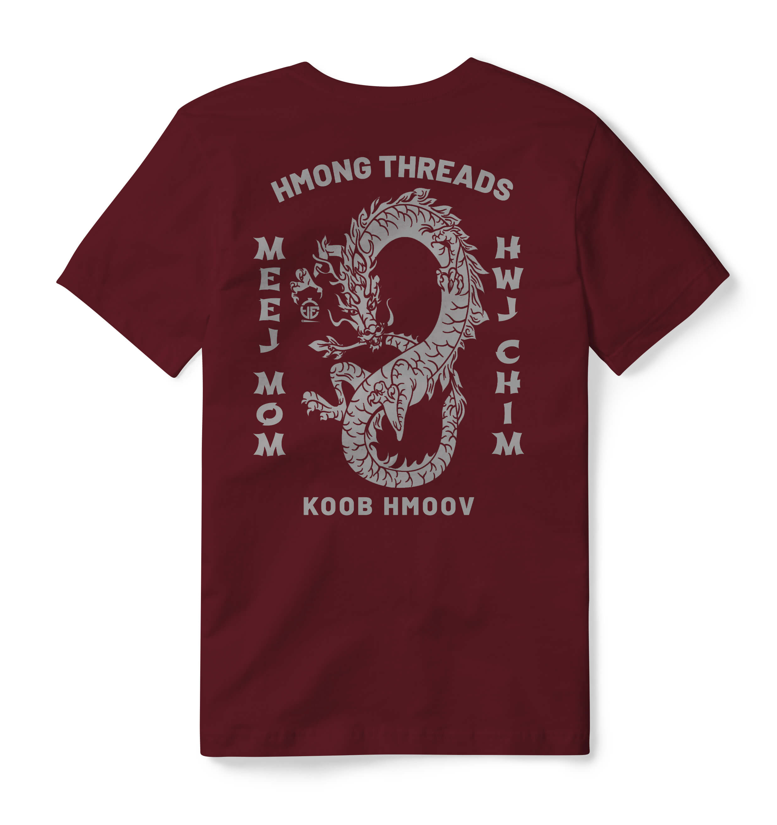 HMONG THREADS KOOB HMOOV DRAGON BURGUNDY TEE