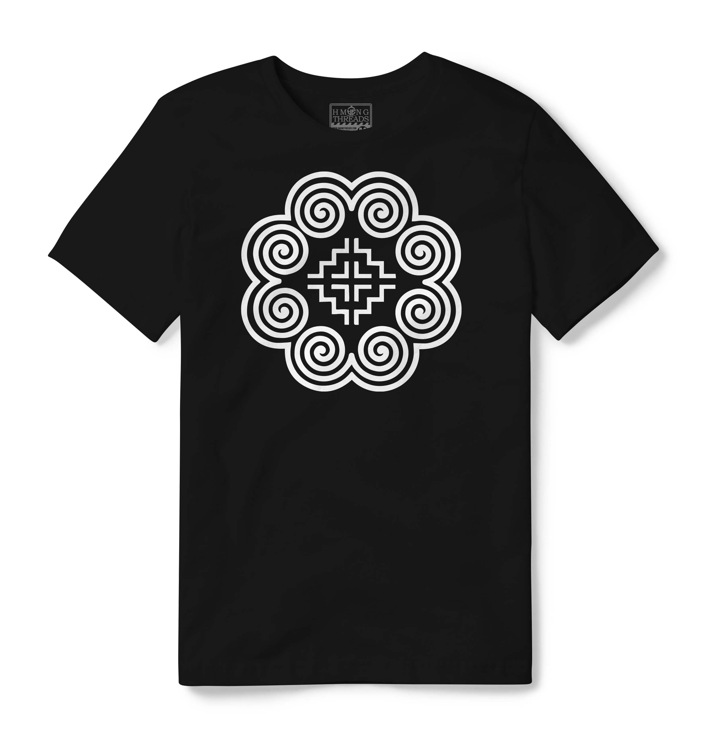 HMONG EMBROIDERY PROSPERITY BLACK T-SHIRT