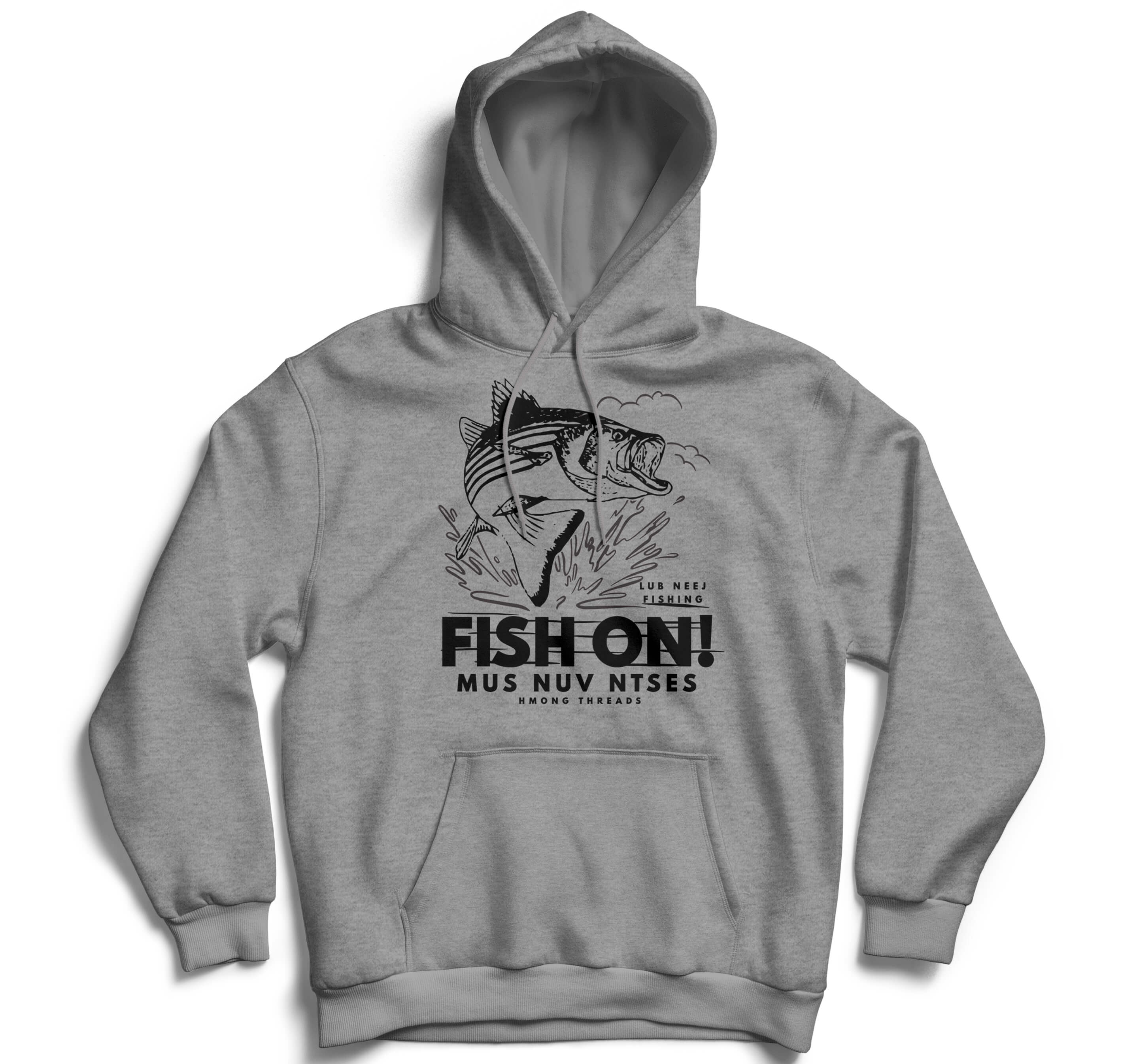 FISH ON! MUS NUV NTSES - GREY UNISEX HOODIE