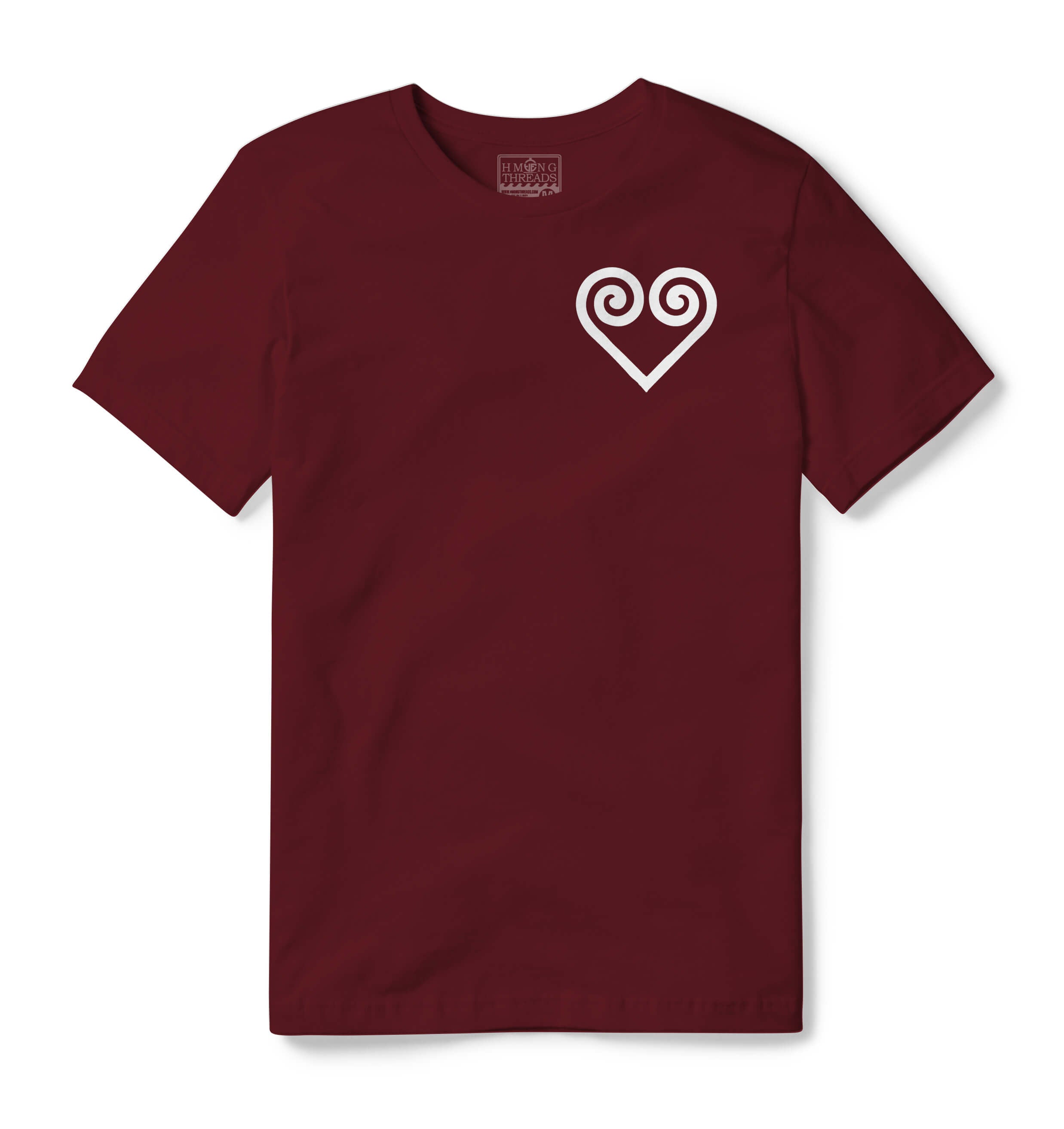HMONG EMBROIDERY LOVE BURGUNDY T-SHIRT