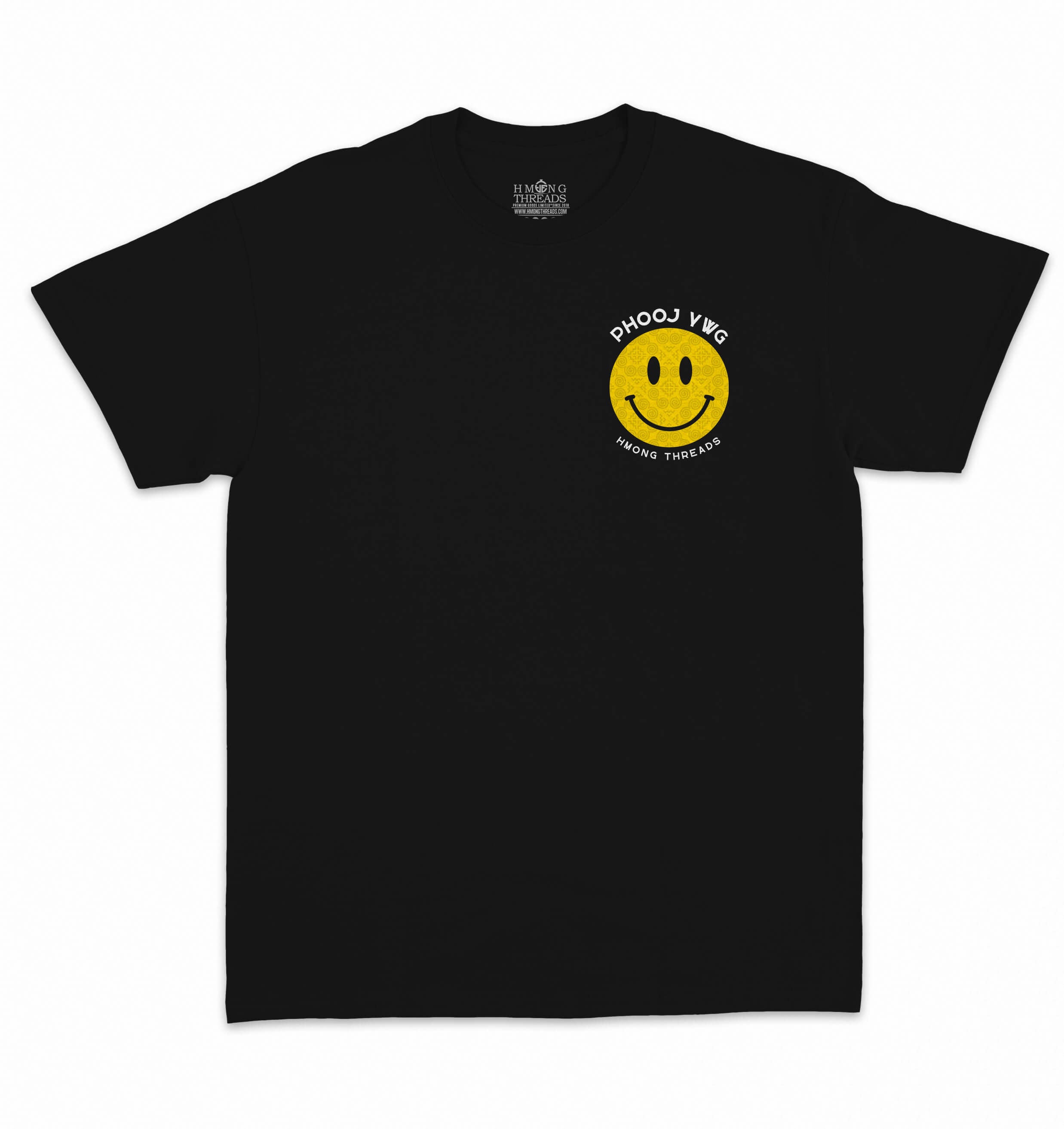 Phooj Ywg Friends Tee: Happy Face & Hmong Embroidery