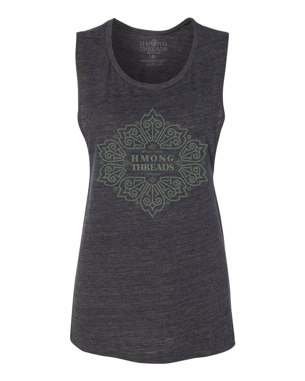 Stay True Nature Women's Scoop Muscle Tank - Charcoal Slub - HMONG THREADS