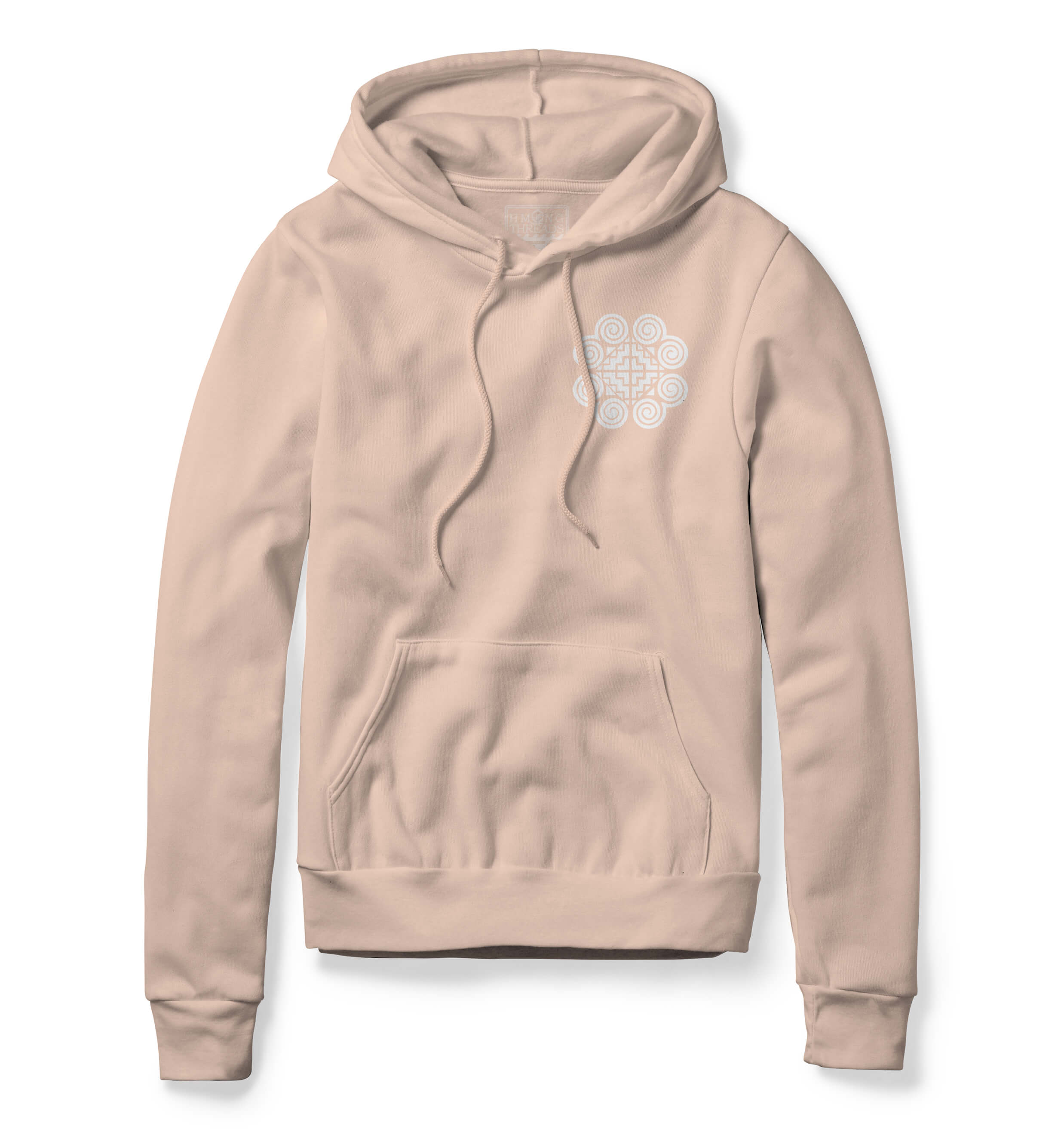 HMONG EMBROIDERY CHEST SOFT PINK UNISEX HOODIE
