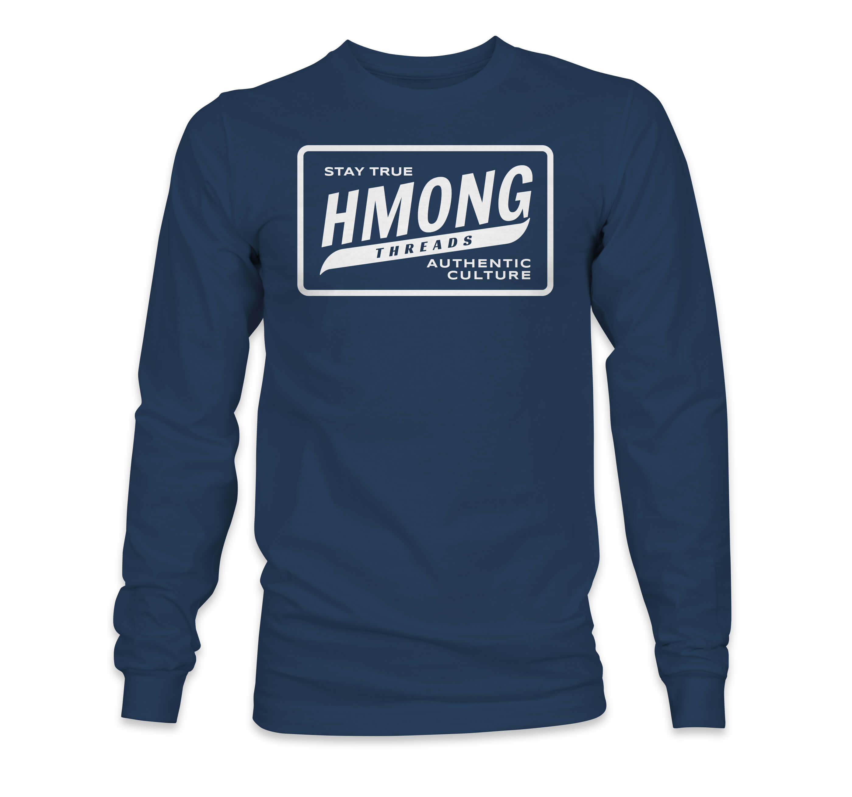 Hmong Threads Stay True - Long Sleeves Tee NAVY