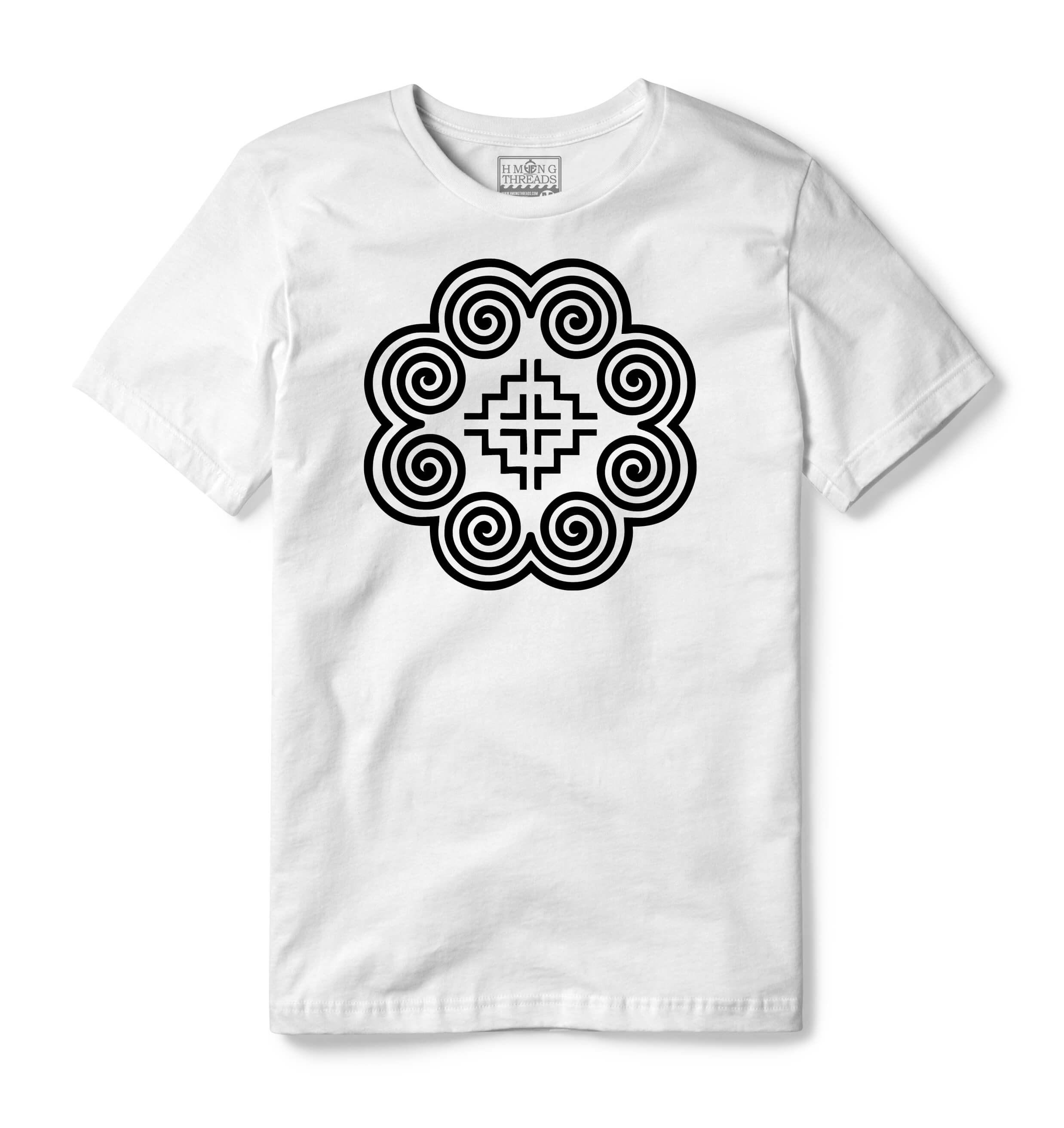 HMONG EMBROIDERY PROSPERITY WHITE T-SHIRT