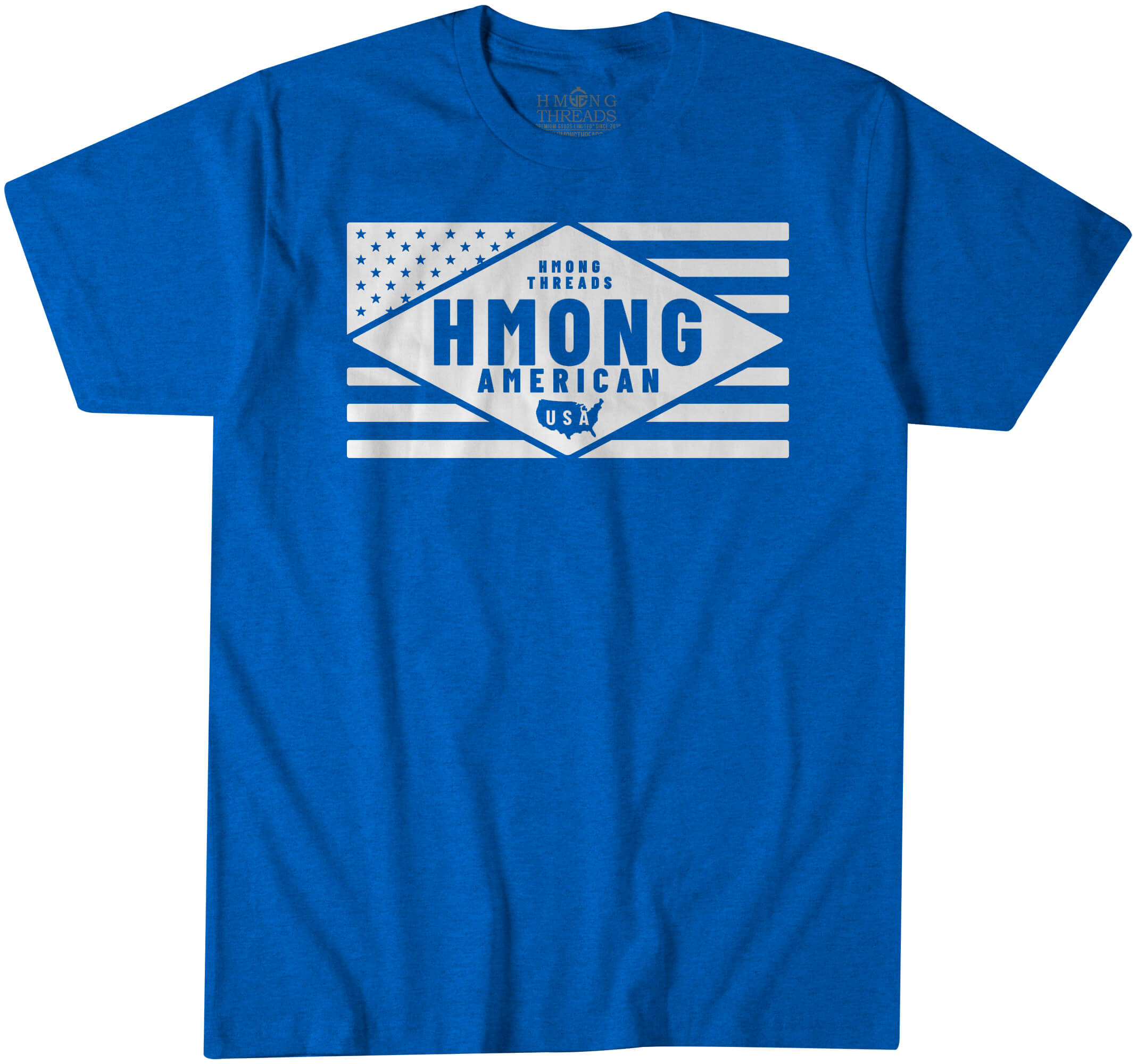 Hmong American T-shirt - Heather Royal Blue