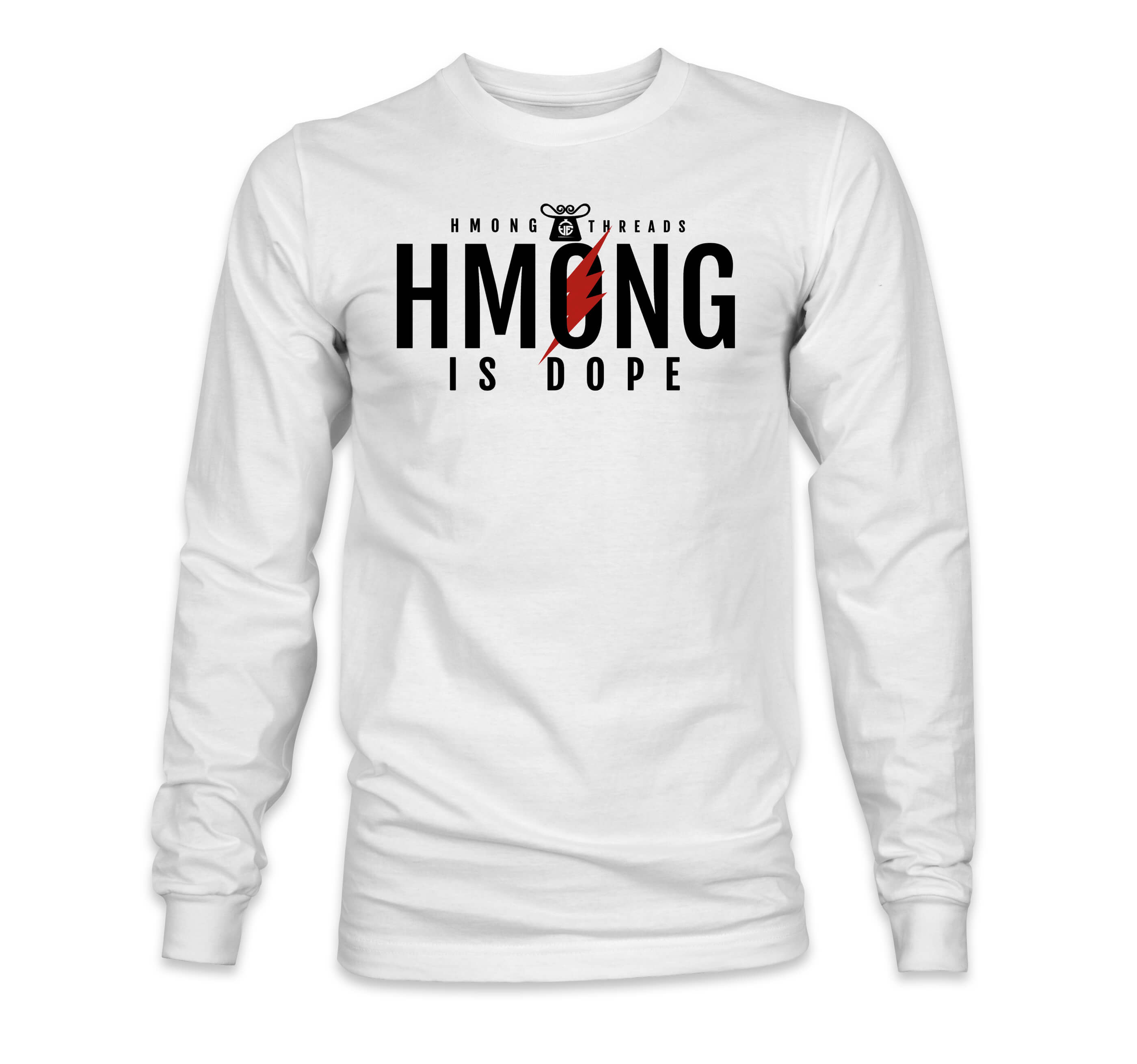 Hmong Is Dope Long Sleeves T-shirt – White