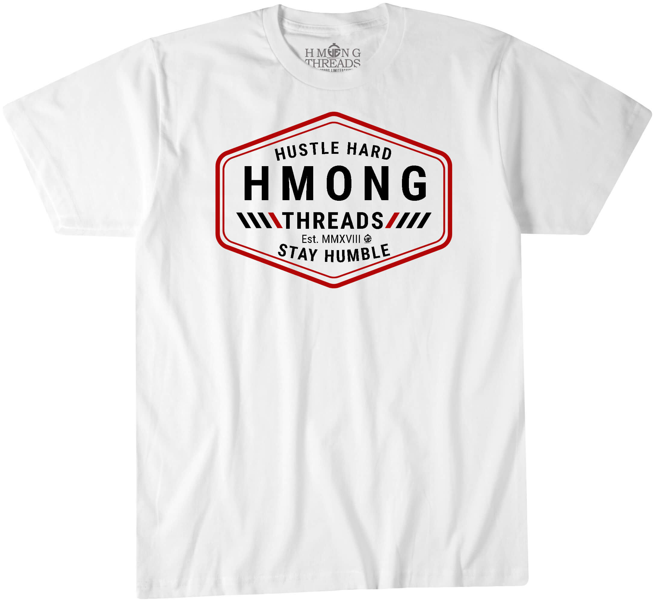 Hustle Hard, Stay Humble - White Color T-Shirt - HMONG THREADS
